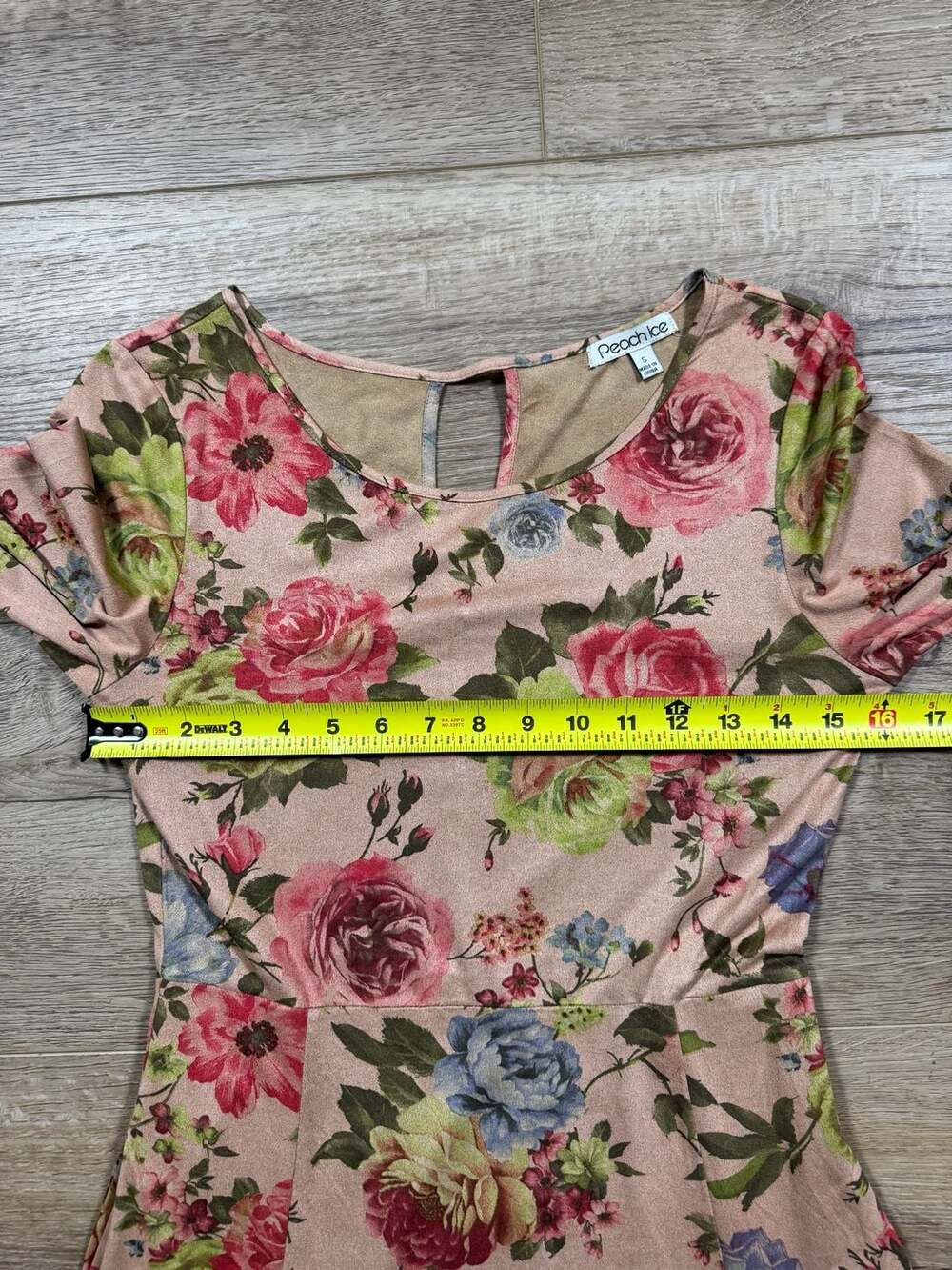 Peach Ice Floral Midi Dress Size S Pink Cottagecore Boho 3/4 Sleeve Maxi - Picture 12 of 14